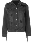 Loulou Distressed Denim Jacket - Black