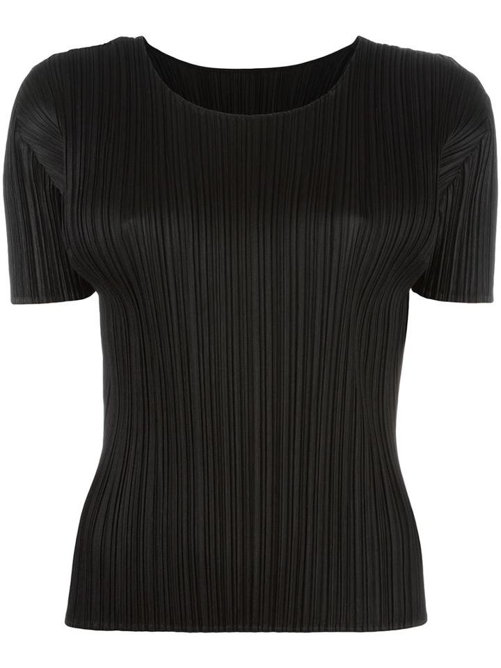 Pleats Please By Issey Miyake Pleated T-shirt, Women's, Size: 3, Black, Polyester