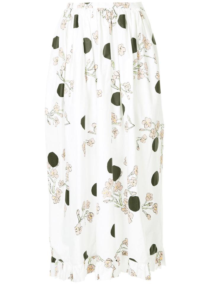 Isa Arfen Floral And Polka Dot Print Skirt - White