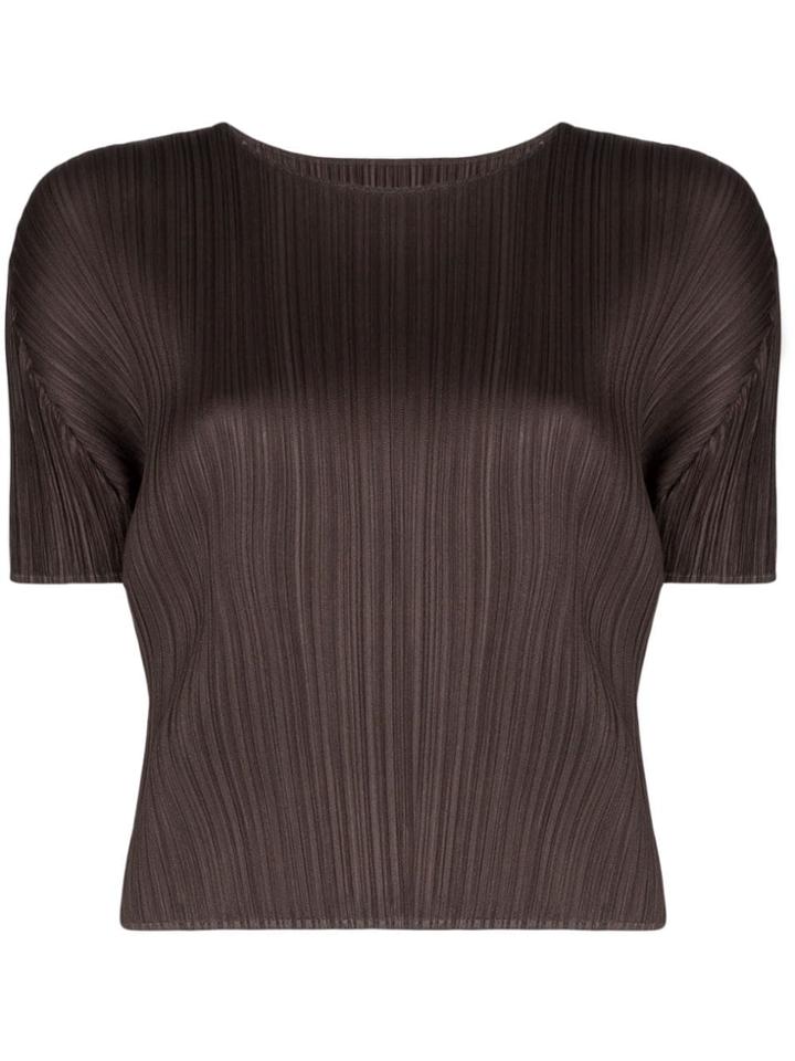 Pleats Please Issey Miyake Plissé Short-sleeve Top - Brown