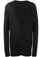 Ziggy Chen Striped V-neck Cardigan, Men's, Size: 52, Black, Cashmere