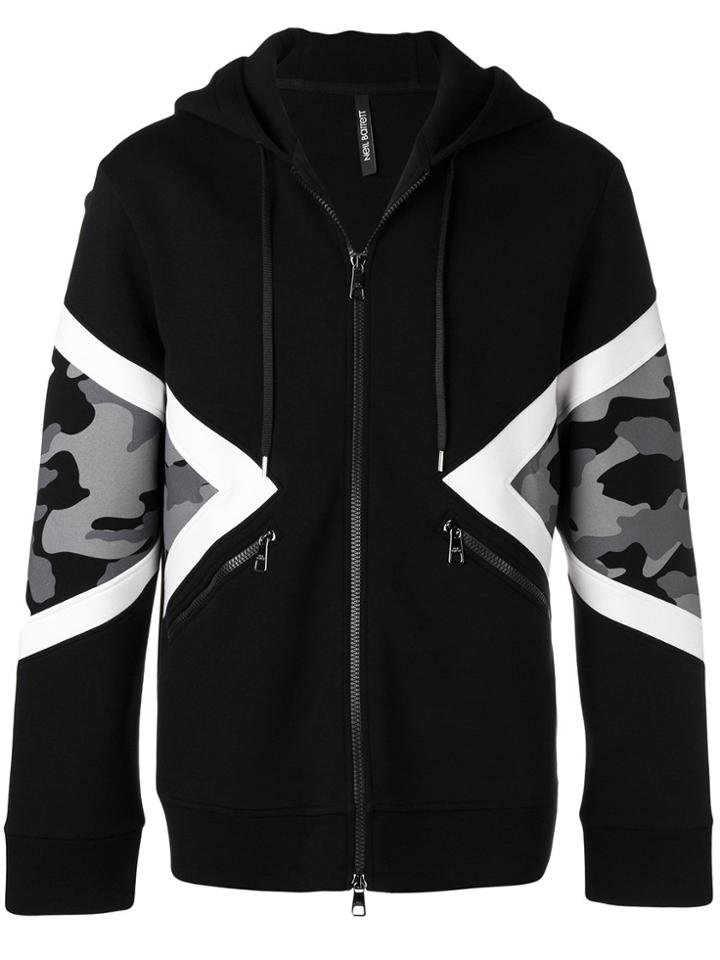 Neil Barrett Striped Detail Hoodie - Black