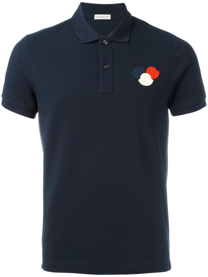 Moncler Logo Plaque Polo Shirt, Men's, Size: Xxl, Blue, Cotton