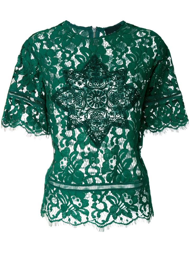 John Richmond Scalloped Lace Top - Green
