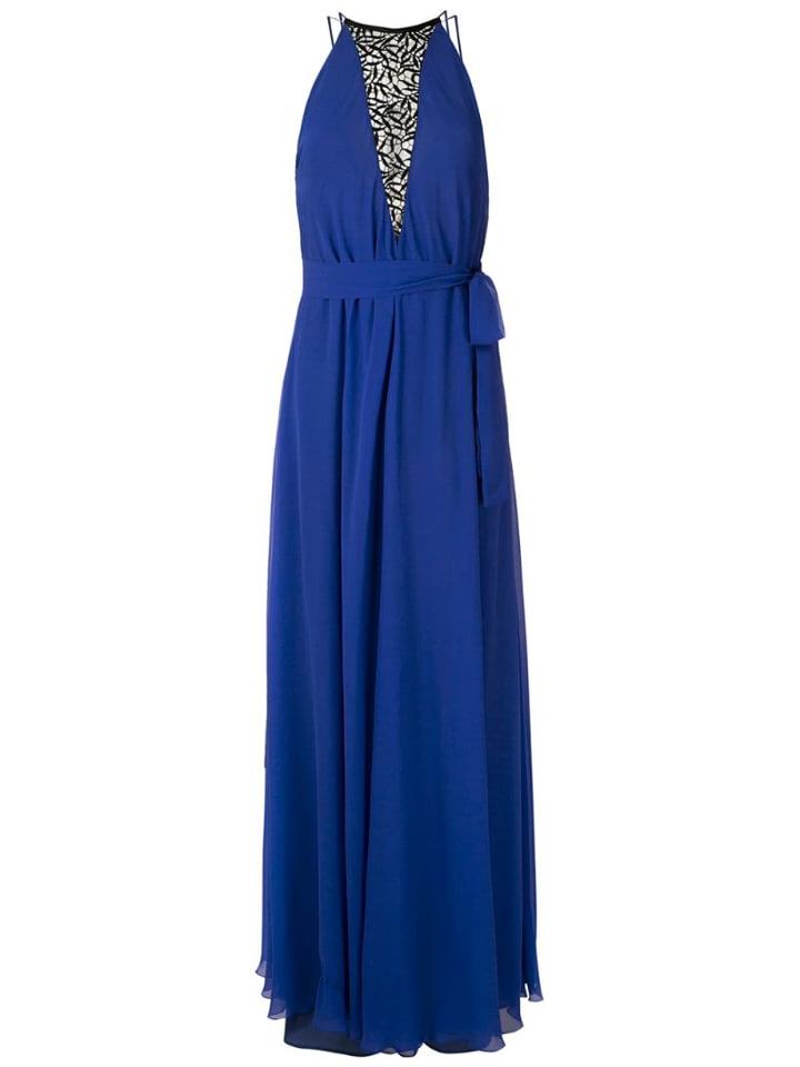 Tufi Duek Vestido Longo Seda Com Detalhe Renda - Blue