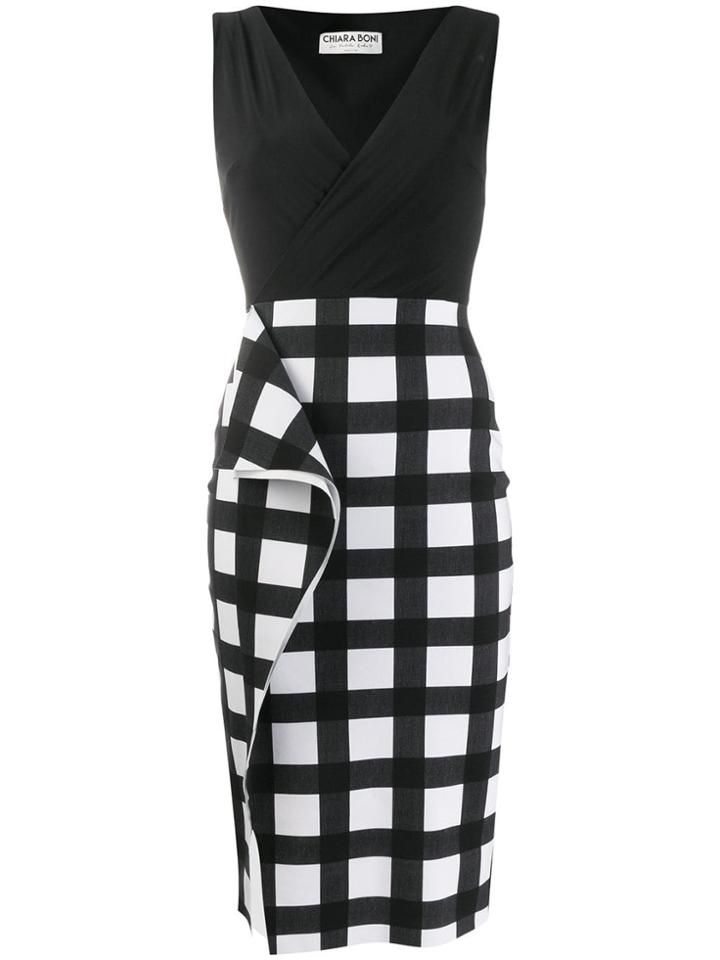 Le Petite Robe Di Chiara Boni Checked Fitted Dress - Black