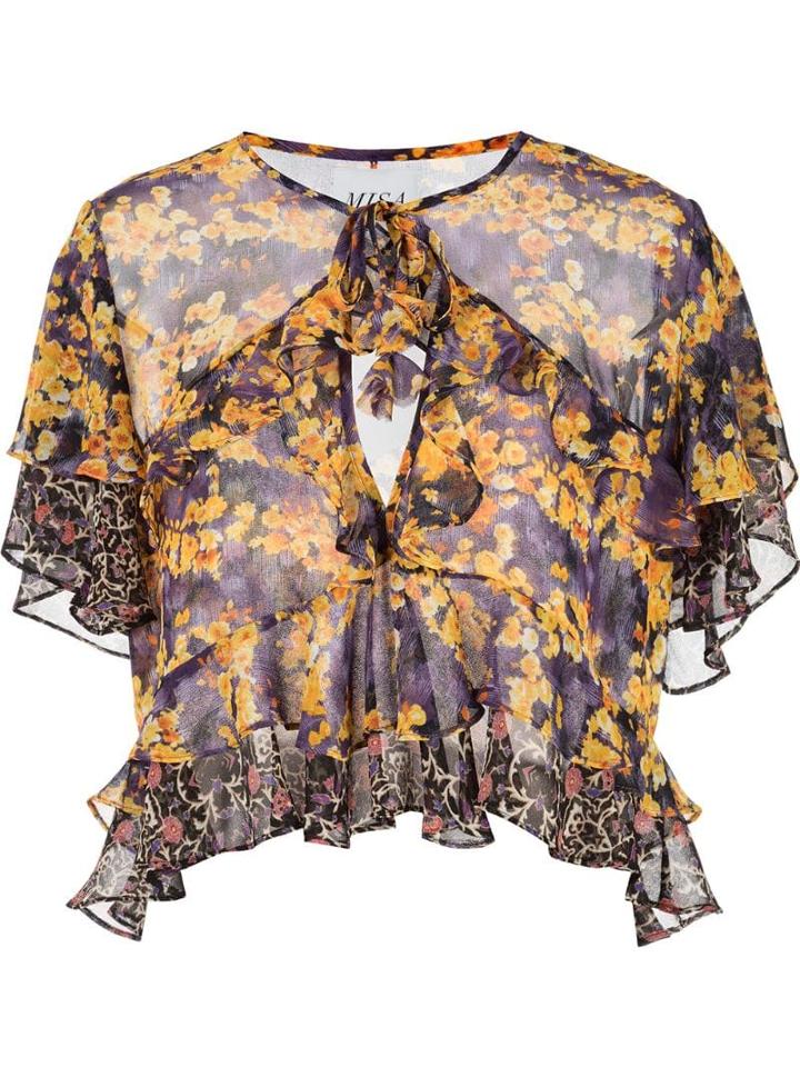 Misa Los Angeles Floral Crop Top - Purple