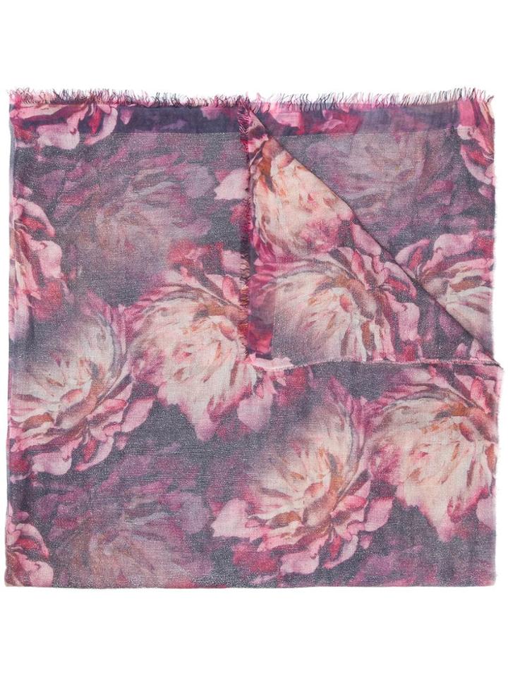 Faliero Sarti Peonia Printed Scarf - Pink & Purple