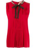 Nº21 Pleated Bow Tie Blouse - Red