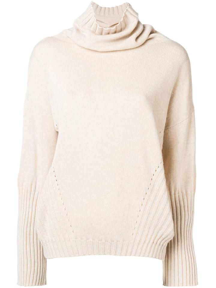 Semicouture High Neck Sweater - Nude & Neutrals