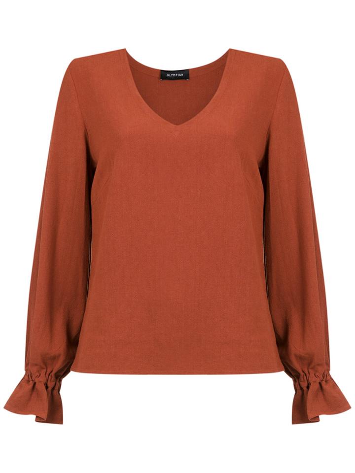 Olympiah Inca Gathered Wrist Blouse - Brown