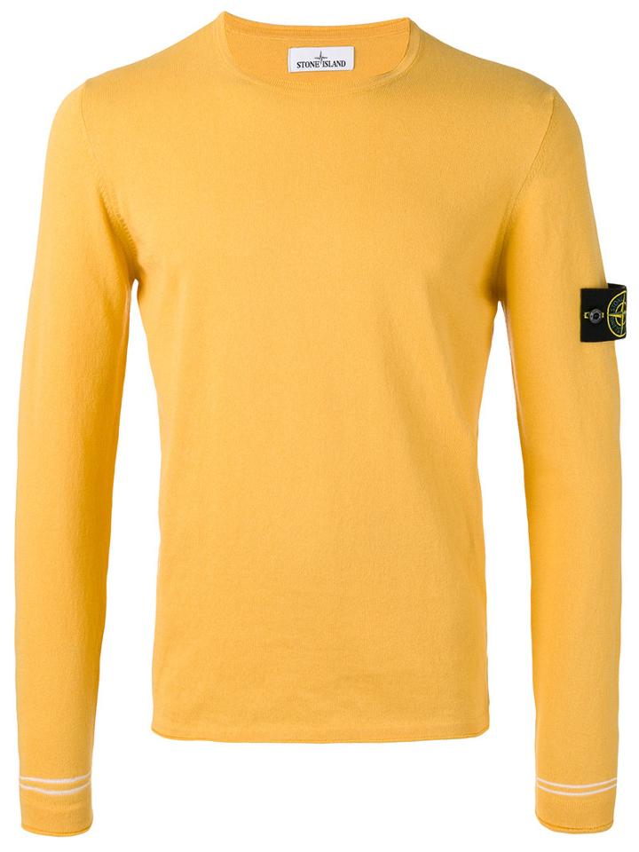 Stone Island - Crew Neck Jumper - Men - Cotton - L, Yellow/orange, Cotton