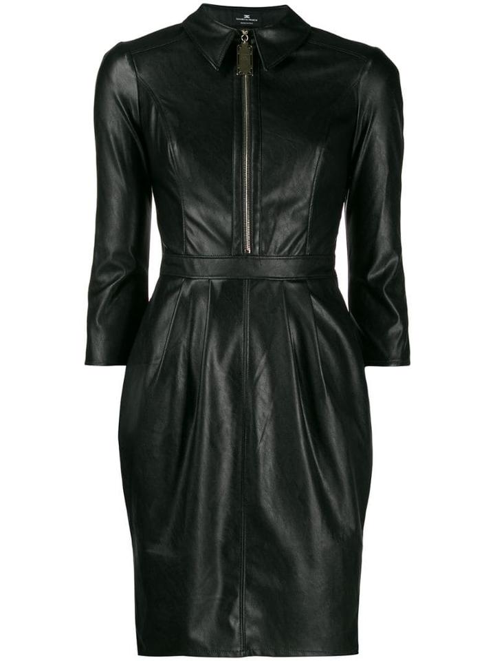 Elisabetta Franchi Faux Leather Mini Dress - Black