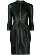 Elisabetta Franchi Faux Leather Mini Dress - Black