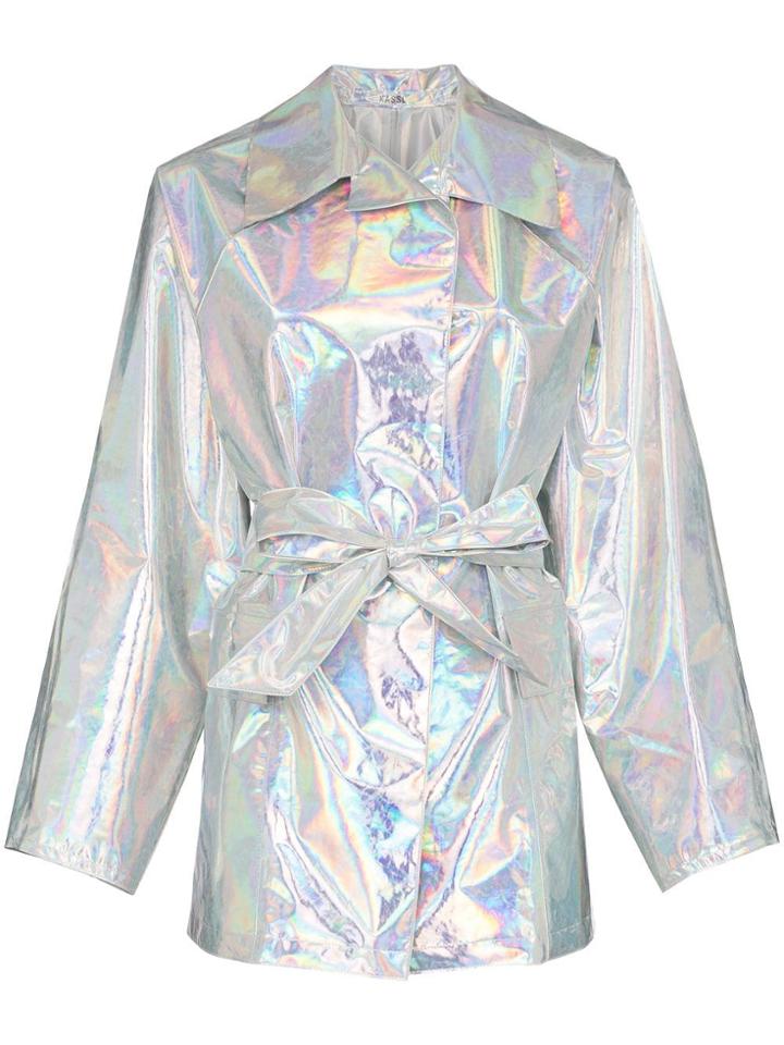 Kassl Editions Belted Hologram Trench Coat - Metallic