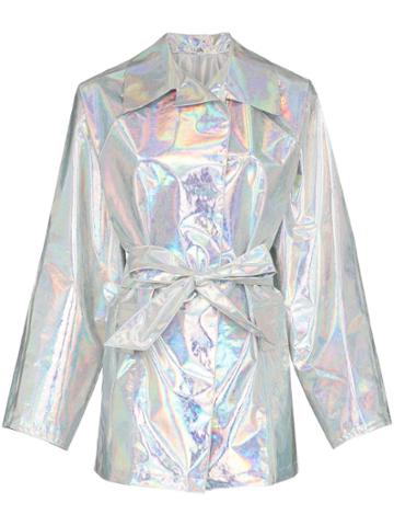Kassl Editions Belted Hologram Trench Coat - Metallic