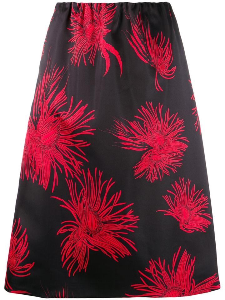 Nº21 Floral Print A-line Skirt - Black