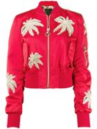 Philipp Plein Crystal Embellished Bomber Jacket - Red