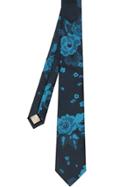 Burberry Slim Cut Floral Silk Tie - Blue