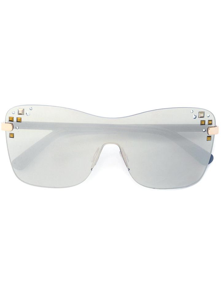 Jimmy Choo - Mask Sunglasses - Women - Acetate/metal - One Size, Grey, Acetate/metal
