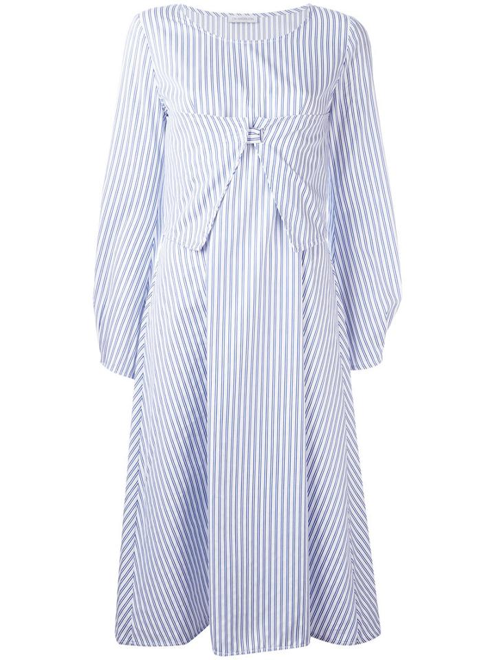 J.w.anderson Striped Midi Dress, Size: 10, White, Cotton