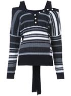 Derek Lam 10 Crosby - Striped Knitted Sweater - Women - Wool - M, Black, Wool
