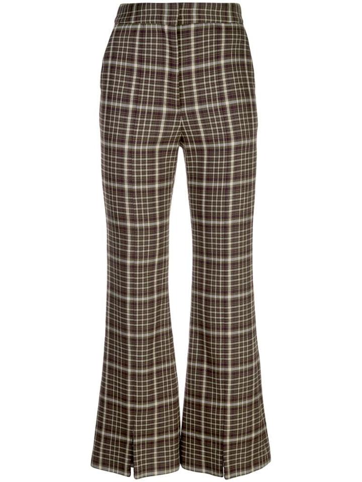 Adam Lippes Plaid Flared Trousers - Brown