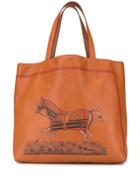 Hermès Pre-owned Double Sens Horse Print Shopper - Brown