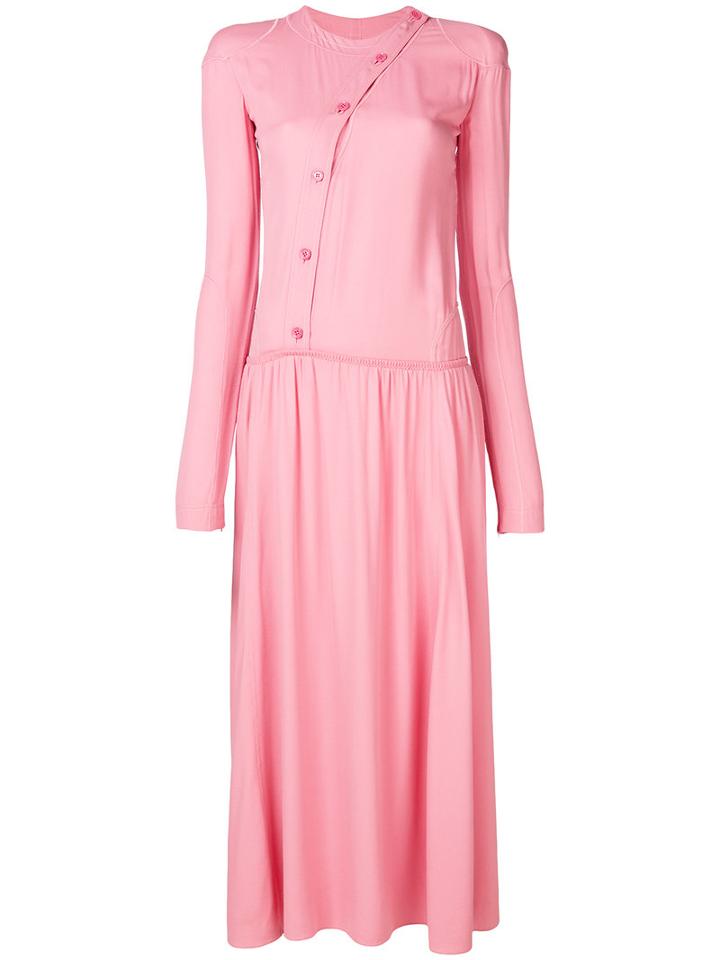Nina Ricci - Buttoned Gathered Dress - Women - Viscose - 36, Pink/purple, Viscose