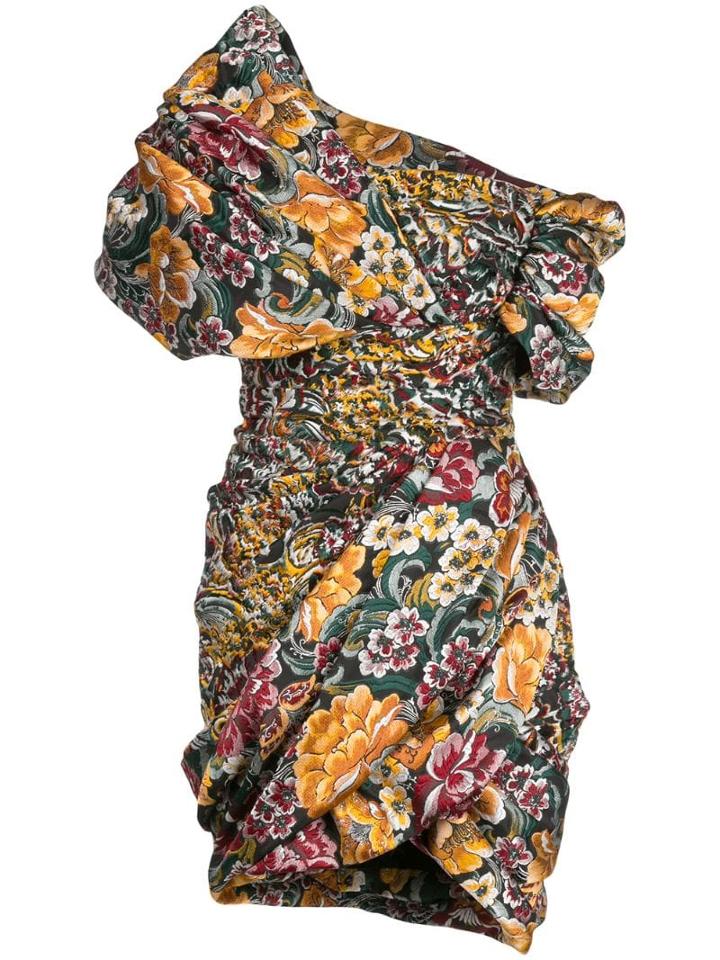 Oscar De La Renta Floral Brocade Dress - Multicolour