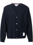 Thom Browne V-neck Cardigan, Men's, Size: 4, Blue, Cotton