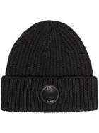Cp Company Ribbed Knit Lens Beanie Hat - Black