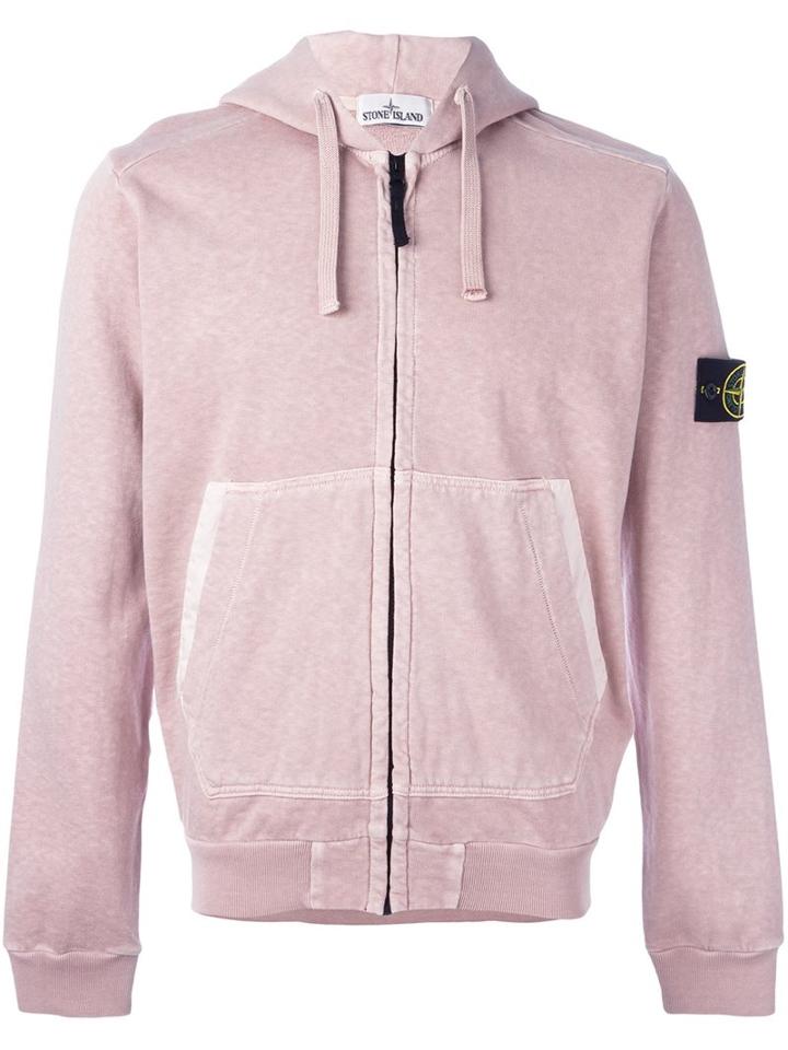 Stone Island Arm Patch Hoodie, Men's, Size: Medium, Pink/purple, Cotton