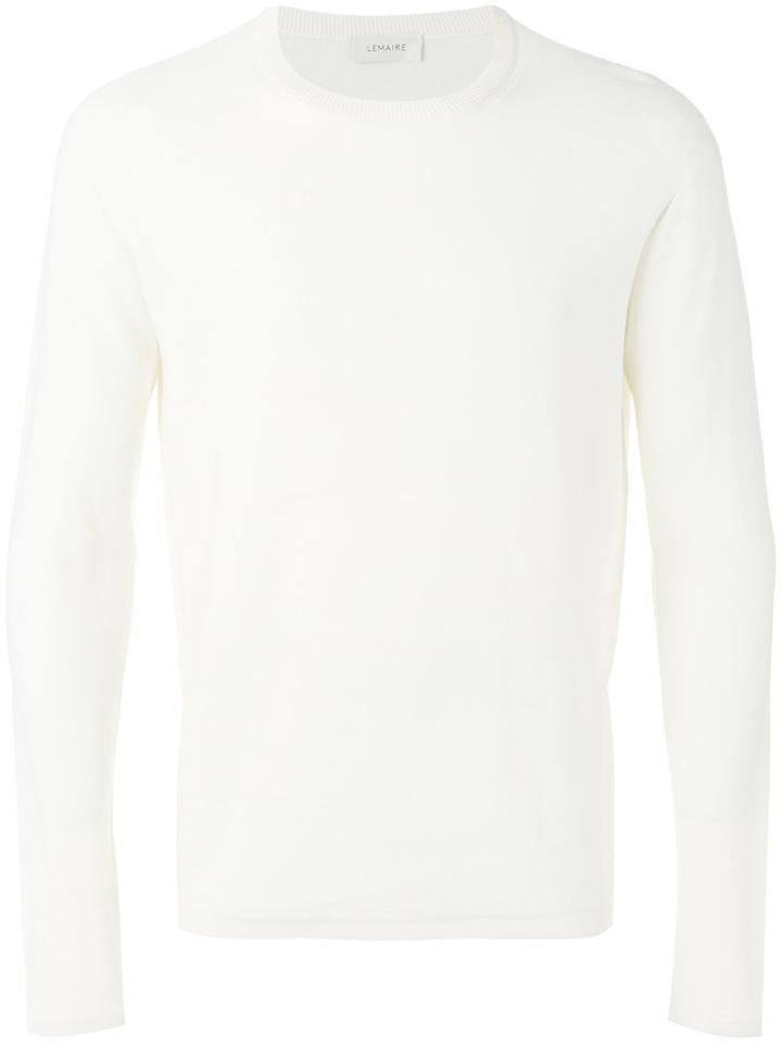 Lemaire Long Sleeve Sweater, Men's, Size: Small, White, Cotton/cashmere