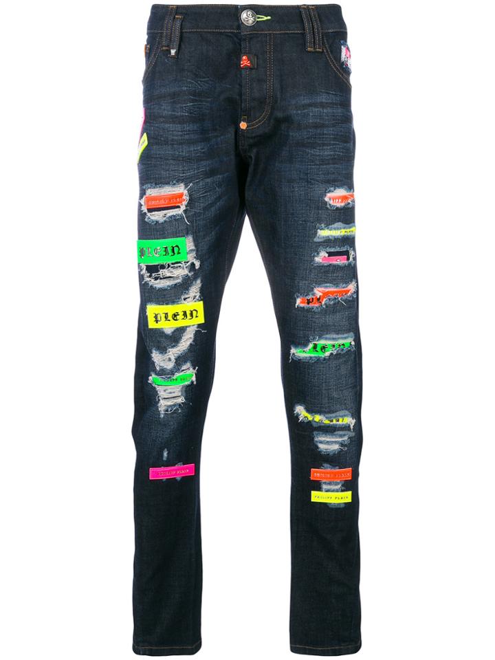 Philipp Plein Mirrors Super Straight Jeans - Blue