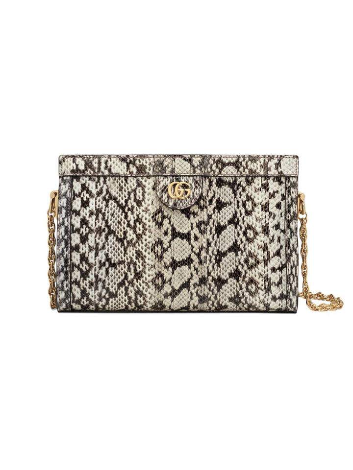 Gucci Ophidia Small Snakeskin Shoulder Bag - White