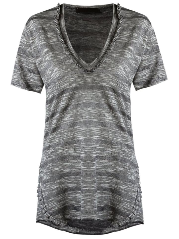 Andrea Bogosian V-neck T-shirt, Women's, Size: P, Black, Cotton/polyester