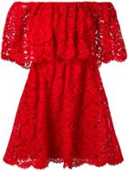 Valentino Floral Lace Off-shoulder Dress - Red
