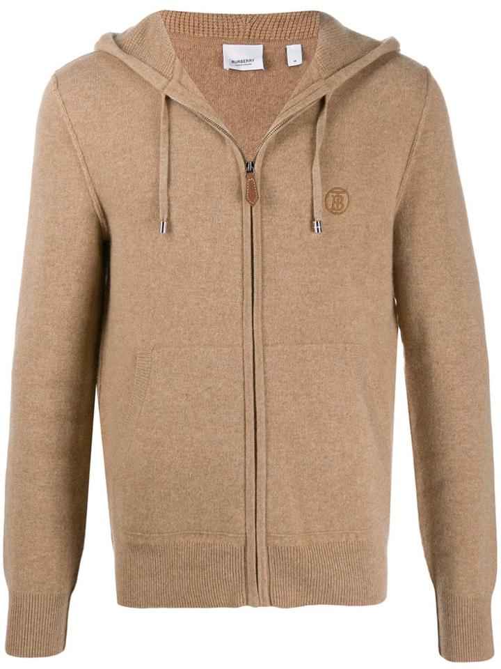 Burberry Logo Zip Hoodie - Neutrals