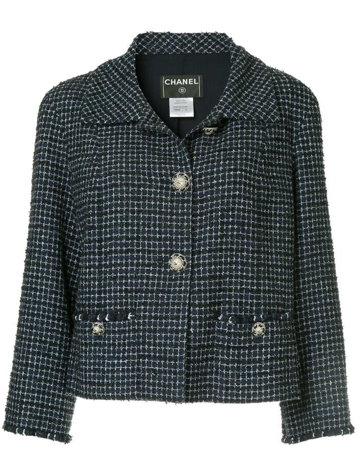 Chanel Vintage Checked Tweed Jacket - Blue