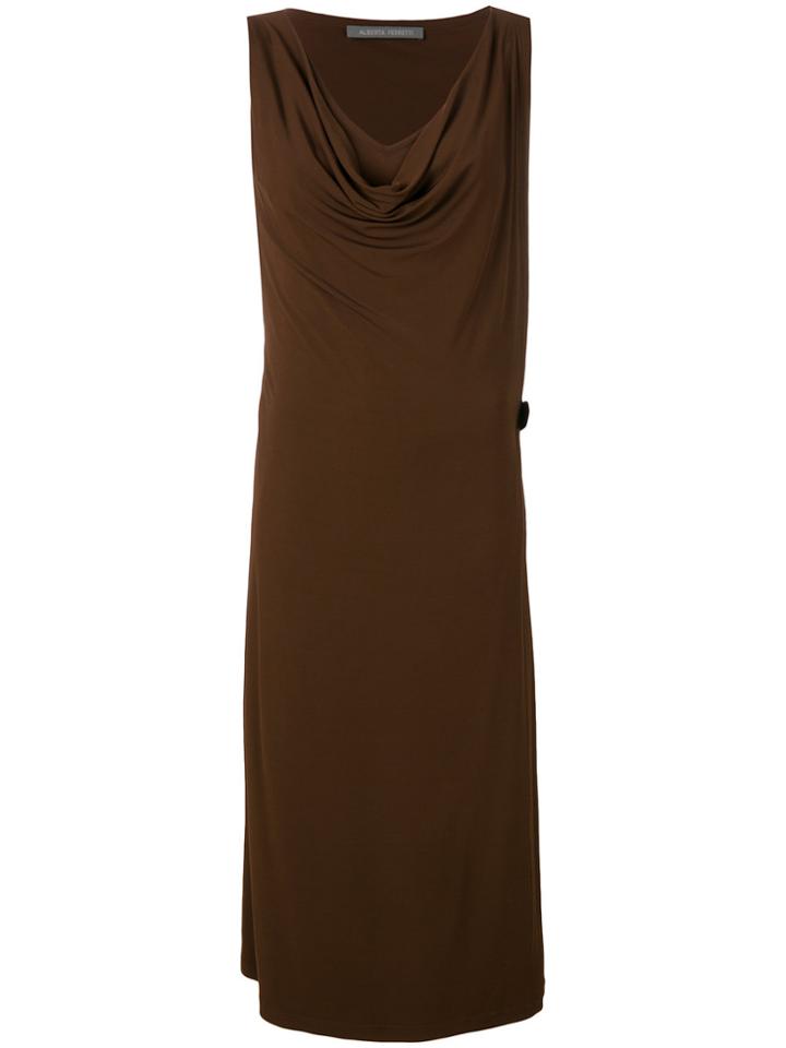 Alberta Ferretti Draped V-neck Dress - Brown