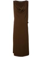 Alberta Ferretti Draped V-neck Dress - Brown