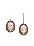 Amedeo Embossed Skull Earrings, Women's, Brown
