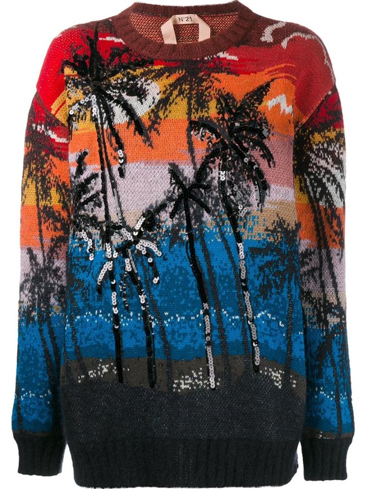 No21 Palm Tree Sweater, Women's, Size: 36, Black, Polyamide/mohair/wool