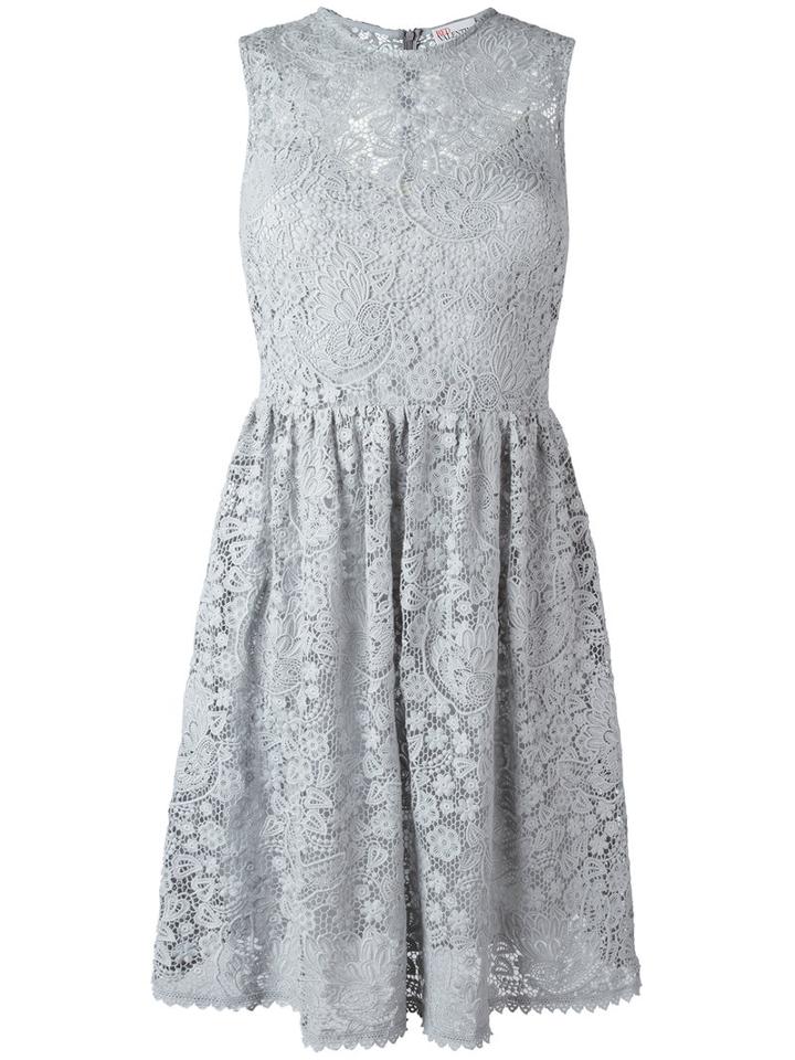Red Valentino Lace Flared Dress, Women's, Size: 40, Grey, Polyamide/polyester/cotton/silk