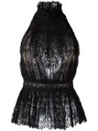 Ermanno Scervino High Neck Peplum Blouse, Women's, Size: 42, Black, Silk/polyamide
