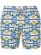 Capricode - Baroque Print Swim Shorts - Men - Nylon - S, White, Nylon
