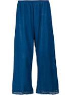 Dosa Lace Trim Cropped Trousers, Women's, Size: 1, Blue, Organic Cotton