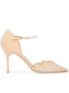 Marchesa Pearl Embellished Lace Pumps - Nude & Neutrals