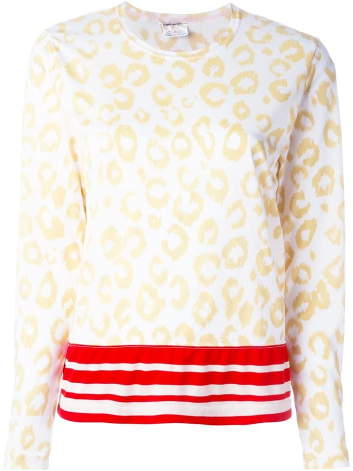 Comme Des Garçons Leopard Print Top, Women's, Size: L, White, Polyester
